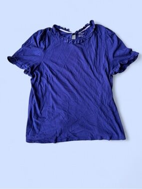 Boden Royal Blue Ruffle Neck Short Sleeve Tee